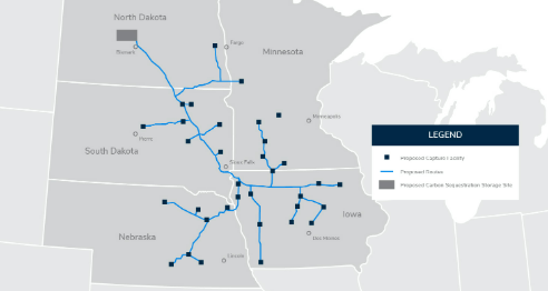 * Overview of bio ethanol CCS project. (source: The Project - Summit Carbon Solutions)