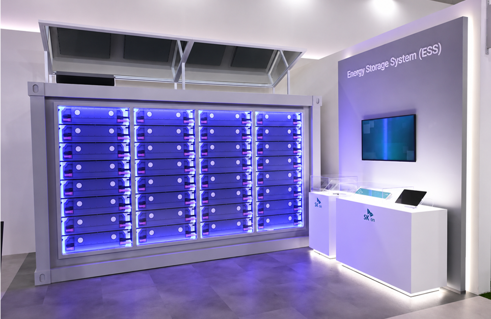 [Photo] SK On’s containerized energy storage system (ESS) showcased at InterBattery 2026, held at COEX in Gangnam-gu, Seoul, in March.