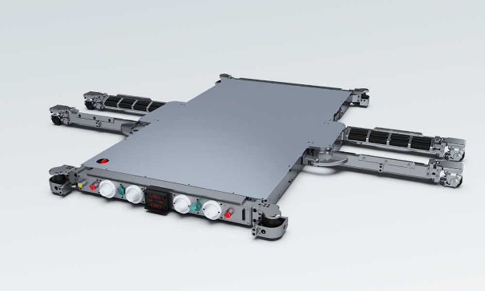 ▲ A Hyundai WIA parking robot lifting and transporting a vehicle to its parking spot (Source: Hyundai WIA)