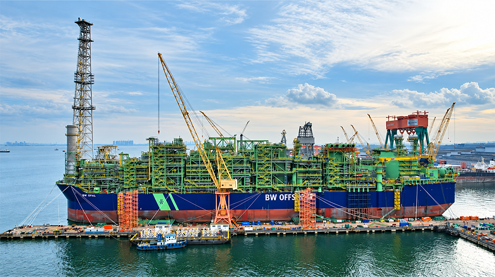 FPSO under construction at a shipyard for the Barossa gas field