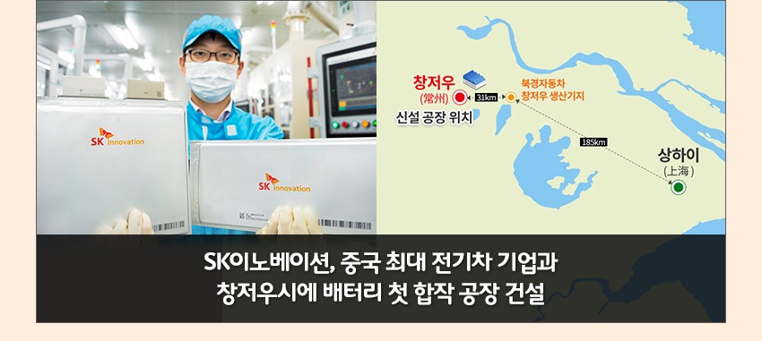 SK이노베이션, 중국 최대 전기차 기업과 창저우시에 배터리 첫 합작 공장 건설