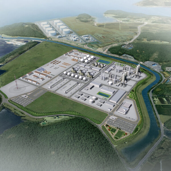 SK E&S와 한국중부발전이 구축을 추진 중인 ‘보령 블루수소 생산기지’ 예상 조감도.