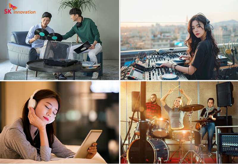 음악을 듣고있는 사람들. AI이미지 활용